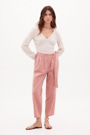 Mujer Hoss Intropia Lea Pantalón Algodón Con Cinturón Rosa | Pantalones